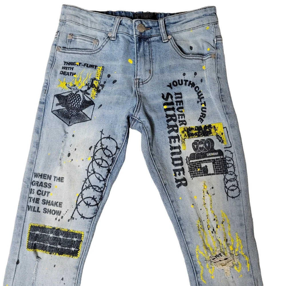 THRT DENIM serpent graphic print jeans - Picture 2 of 6